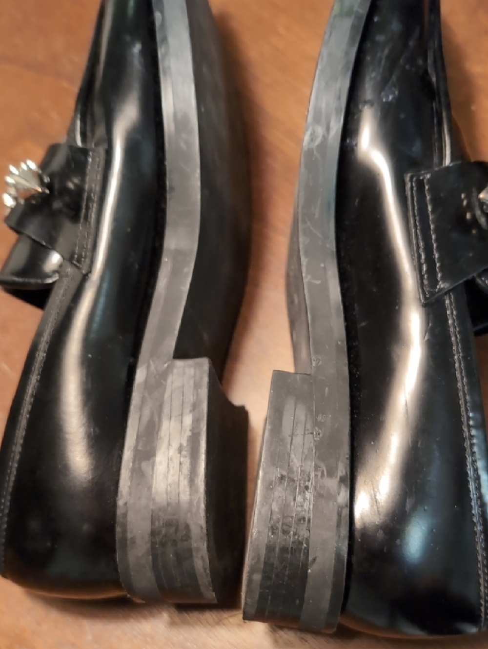 Coliac Black Patent Loafers with Silver Crystal Chain Accent - Picture 9 of 9